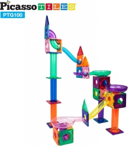 Set PicassoTiles Traseu magnetic pentru bile (marble run) - 100 de piese