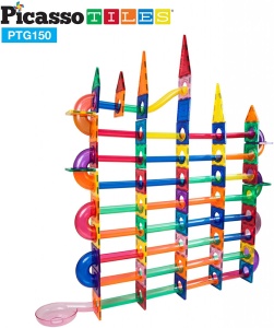 Set PicassoTiles Traseu pentru bile (marble run) - 150 de piese