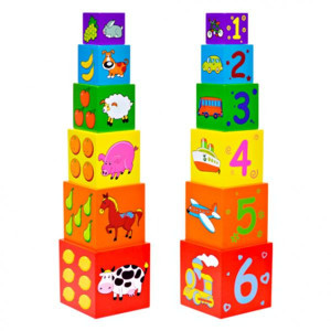 Turnul Babel din lemn, Animale domestice, Viga Toys