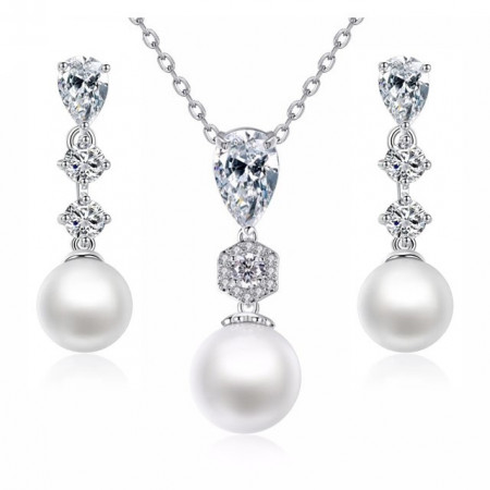 Set de bijuterii cu perle si cristale Lucille