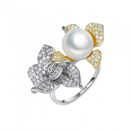 Inel perla mare Anselma, din argint, reglabil