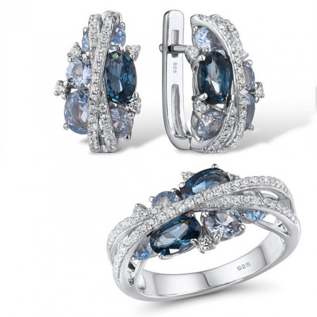Set cercei si inel AG Royal Blue Grace