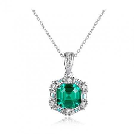 Colier argint piatra verde Lady Emerald