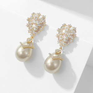 cercei aurii cu perle