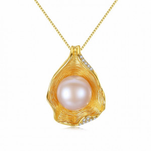 Colier AG925 aurit perla naturala Rita (2 culori)