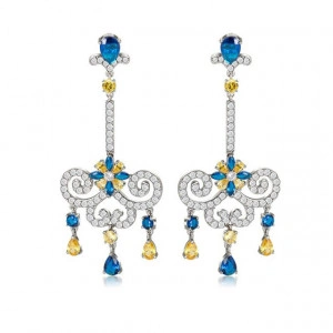 Cercei albastri tip candelabru Maribel