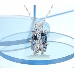 Pandantiv si lantisor din argint Royal Blue Grace