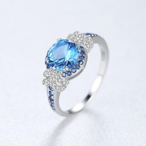 inel dama cristal albastru