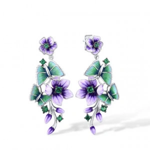 Cercei de argint lungi cu flori Lavender