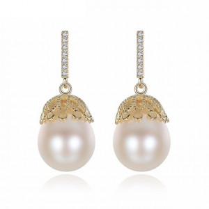 Cercei perle naturale Amaze din argint 925 aurit