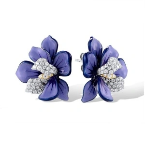 Cercei deosebiti Jasmin Blue, AG925, cu flori albastre
