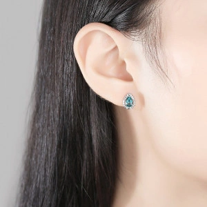 Cercei albastri aquamarine