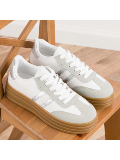 Pantofi sport cod T008 White/Silver