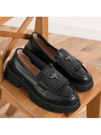 Pantofi casual din piele naturala cod AN632 Black