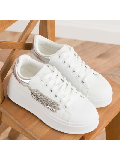 Pantofi sport cod BK115 White/Silver