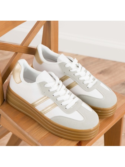 Pantofi sport cod T008 White/Gold