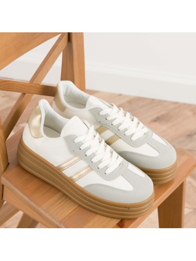 Pantofi sport cod T008 Beige/Gold