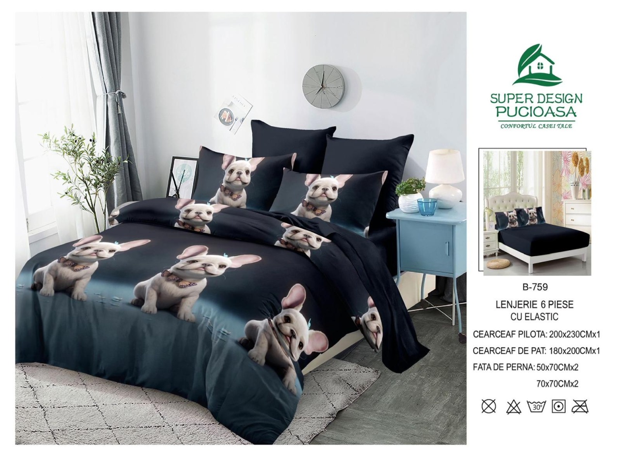 Lenjerii de Pat cu 6 Piese din Finet cu Elastic