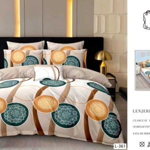 Lenjerie cu Elastic din Finet 4 Piese pentru Pat Matrimonial-FE4L 361 - Img 2