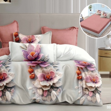 Lenjerie Finet 5D 6 Piese cu Elastic pentru Pat Matrimonial-BB 06