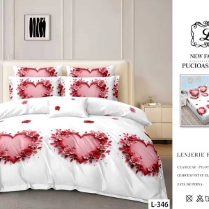 Lenjerie cu Elastic din Finet 4 Piese pentru Pat Matrimonial-FE4L 346 - Img 2