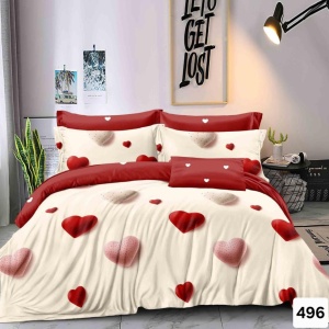 Lenjerie Finet 6 Piese cu Cearceaf Normal pentru Pat Matrimonial-GR6E 496
