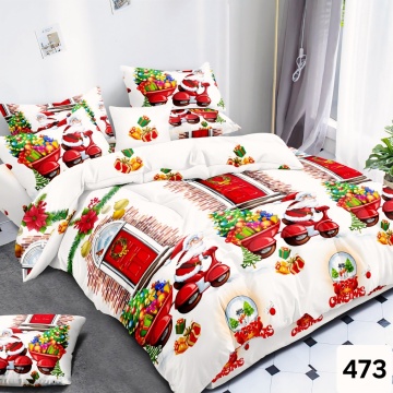 Lenjerie Finet Crăciun 6 Piese cu Cearceaf Normal pentru Pat Matrimonial-GR6E 473