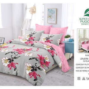 Lenjerie cu Elastic din Finet 6 Piese pentru Pat Matrimonial-FE6B 623