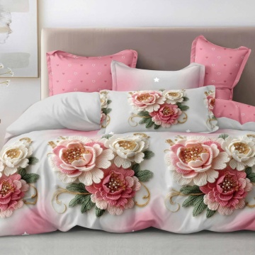 Lenjerie Finet 5D 6 Piese cu Cearceaf Normal pentru Pat Matrimonial-CC 12