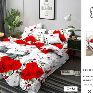 Lenjerie cu Elastic din Finet 4 Piese pentru Pat Matrimonial-FE4L 53 - Img 2