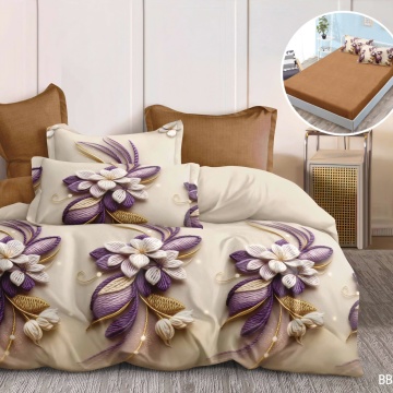 Lenjerie Finet 5D 6 Piese cu Elastic pentru Pat Matrimonial-BB 03