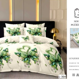 Lenjerie cu Elastic din Finet 4 Piese pentru Pat Matrimonial-FE4L 364 - Img 2