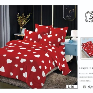 Lenjerie cu Elastic din Finet 4 Piese pentru Pat Matrimonial-FE4L 46