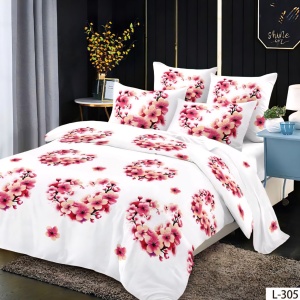 Lenjerie Finet 6 Piese cu Cearceaf Normal pentru Pat Matrimonial-GR6L 305