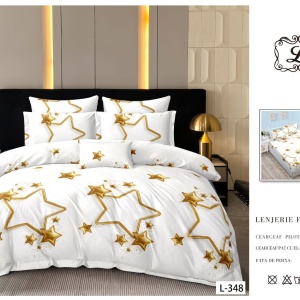 Lenjerie cu Elastic din Finet 4 Piese pentru pat Matrimonial-FE4L 348