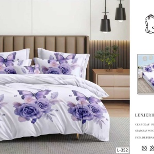 Lenjerie cu Elastic din Finet 4 Piese pentru Pat Matrimonial-FE4L 352 - Img 2
