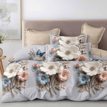Lenjerie Finet 5D 6 Piese cu Cearceaf Normal pentru Pat Matrimonial-CC 01