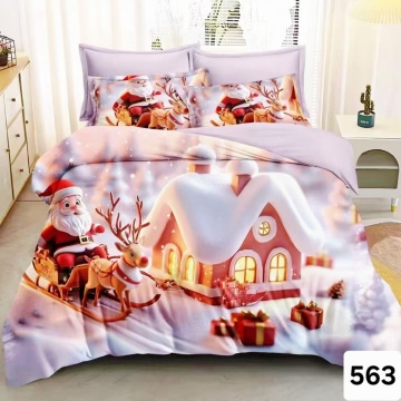 Lenjerie Finet Crăciun 6 Piese cu Cearceaf Normal pentru Pat Matrimonial-GR6E 563