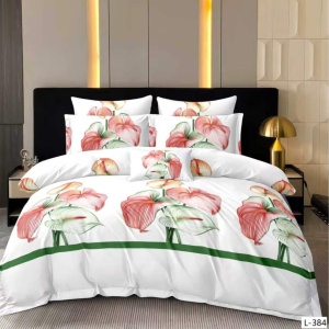 Lenjerie Finet 6 Piese cu Cearceaf Normal pentru Pat Matrimonial-GR6L 384