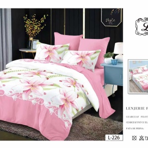 Lenjerie cu Elastic din Finet 4 Piese pentru Pat Matrimonial-FE4L 226