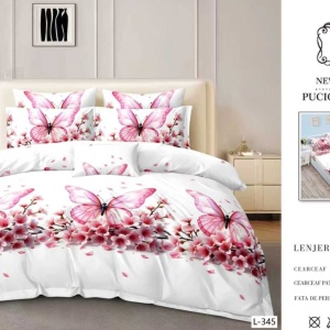 Lenjerie cu Elastic din Finet 4 Piese pentru Pat Matrimonial-FE4L 345 - Img 2