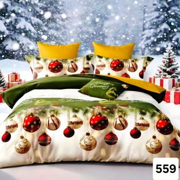 Lenjerie Finet Crăciun 6 Piese cu Cearceaf Normal pentru Pat Matrimonial-GR6E 559
