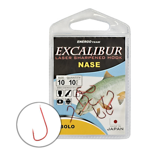 Carlige Excalibur Nase Bolo Red (Marime Carlige: Nr. 12)