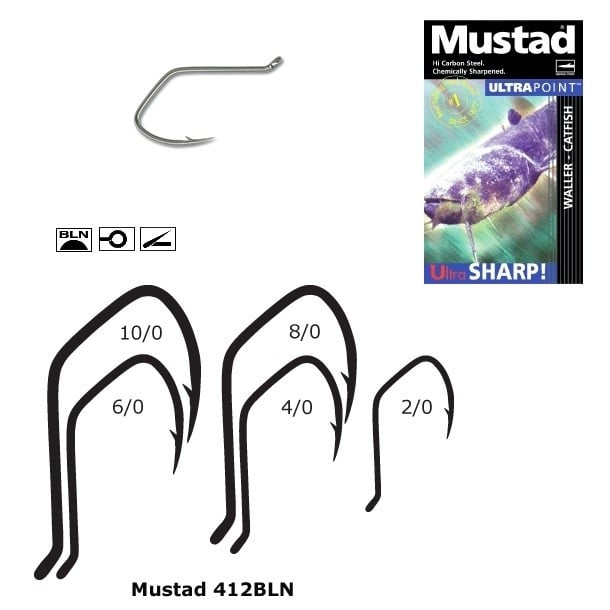 Carlige Mustad 412BLN UltraSharp Catfish, nichel (Marime Carlige: Nr. 1/0) - 1 | YEO