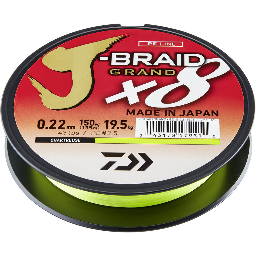 Fir Textil Daiwa J-Braid Grand X8, Culoare Chartreuse, 270m, 0.10mm