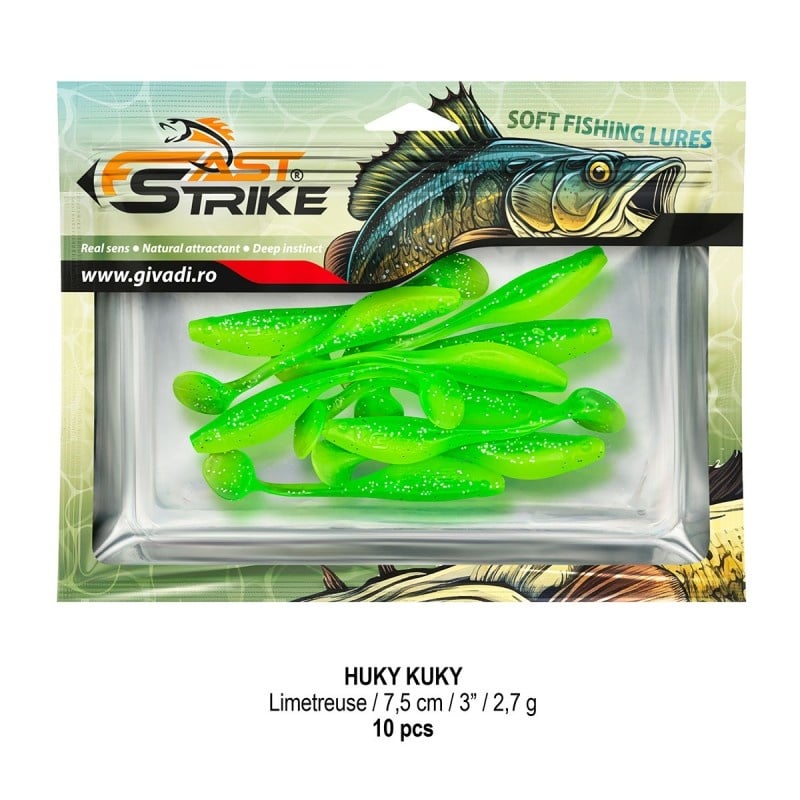 Shad Fast Strike Huky Kuky, Limetreuse, 7.5cm, 2.7g, 10buc/plic - 2 | YEO