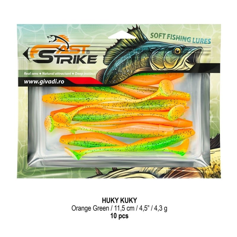 Shad Fast Strike Huky Kuky, Orange Green, 11.5cm, 4.3g, 10buc/plic - 2 | YEO