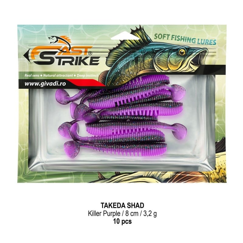 Shad Fast Strike Takeda, Culoare 14 Killer Purple, 8cm, 3.2g, 10buc/plic - 2 | YEO