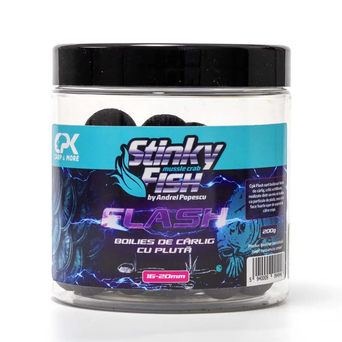 Boilies Critic Echilibrat de Carlig CPK Flash, 14/16mm, 250g (Aroma: Stinky Fish)