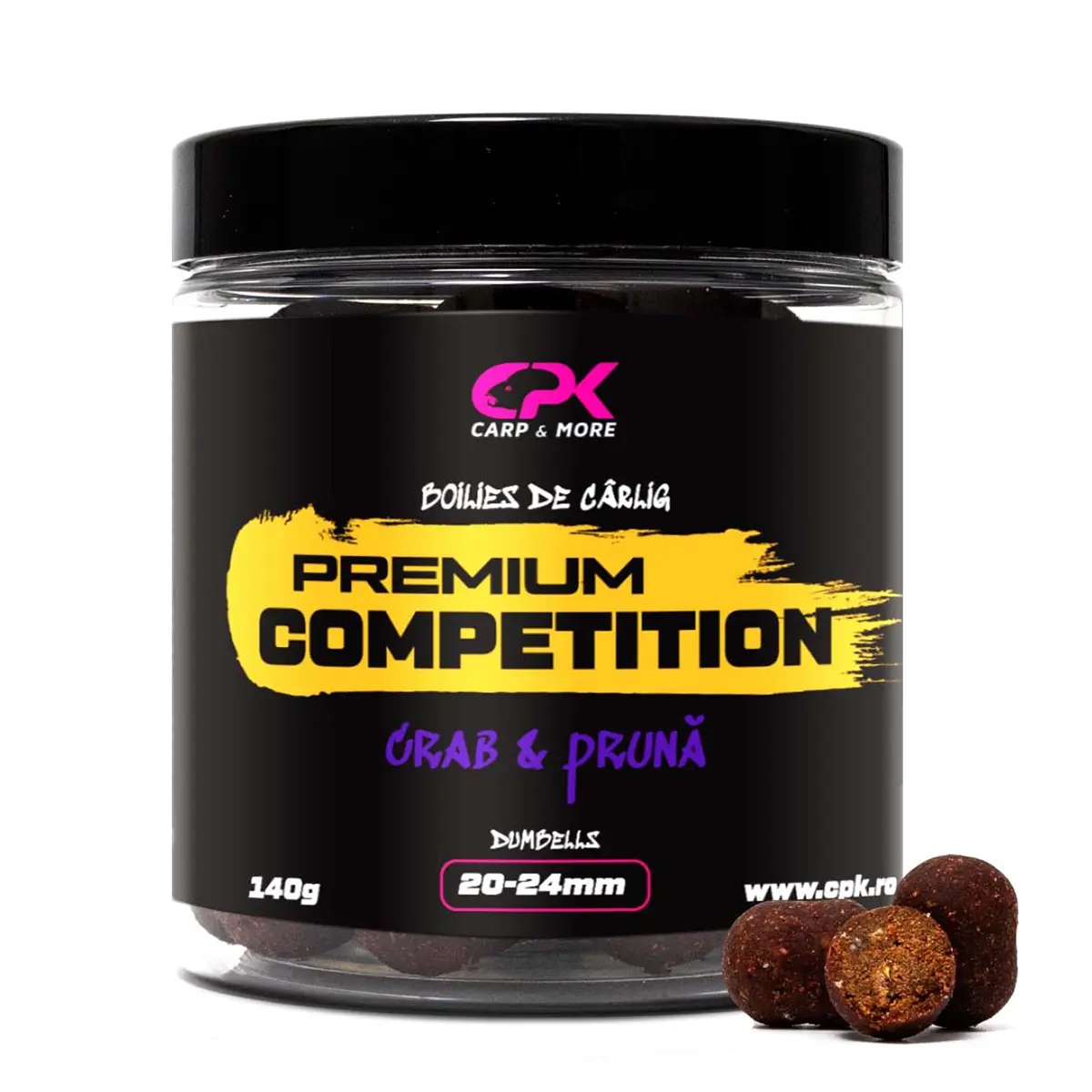 Boilies Pentru Carlig CPK Premium Competition Dumbells, 20-24mm, 140g (Aroma: Squid & Cranberry) - 3 | YEO